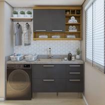 Lavanderia Modulada com Balcão e Armário Aéreo com Nicho 100% Mdf Burguesa