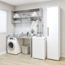 Lavanderia Modulada Florianópolis 1 Porta e 4 Prateleiras Branca Kaiki Móveis