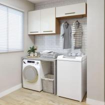 Lavanderia Modulada França 2 Armários Aéreos Kaiki Móveis Nature Com Off White
