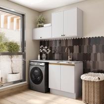 Lavanderia Modulada Kappesberg Celeste 3 Peças Branco 160cm Lavanderia Modulada Kappesberg Celeste 3 Peças Branco 160cm