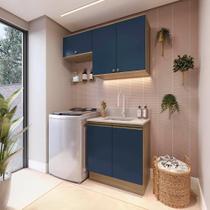 Lavanderia Modulada Kappesberg Celeste 3 Peças Nogueira/Azul 140cm Lavanderia Modulada Kappesberg Celeste 3 Peças Nogueira/Azul 140cm