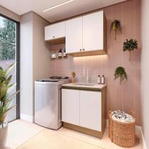 Lavanderia Modulada Kappesberg Celeste 3 Peças Nogueira/Branco 140cm Lavanderia Modulada Kappesberg Celeste 3 Peças Nogueira/Branco 140cm