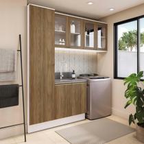 Lavanderia Modulada Kappesberg Celeste 4 Peças Branco/Nogueira 210cm Lavanderia Modulada Kappesberg Celeste 4 Peças Branco/Nogueira 210cm