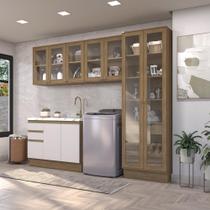 Lavanderia Modulada Kappesberg Celeste 4 Peças Nogueira/Branco 272cm Lavanderia Modulada Kappesberg Celeste 4 Peças Nogueira/Branco 272cm