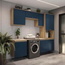 Lavanderia Modulada Kappesberg Celeste 6 Peças Nogueira/Azul 250cm Lavanderia Modulada Kappesberg Celeste 6 Peças Nogueira/Azul 250cm