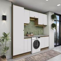Lavanderia Modulada Kappesberg Celeste 7 Peças Nogueira/Branco 230cm Lavanderia Modulada Kappesberg Celeste 7 Peças Nogueira/Branco 230cm