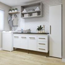 Lavanderia Modulada Osasco 1 Armário Multiuso e Balcão Branco Kaiki Móveis