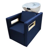 Lavatório Berlin Cuba De Porcelana Para Salão Estofado Azul marinho