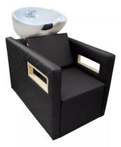 Lavatório Cuba De Porcelana Para Salão Berlin Cor Preto Acetinado