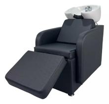 Lavatório Cuba Porcelana e Descanso de Pernas Para Salão Preto