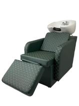 Lavatório Cuba Porcelana e Descanso de Pernas Verde Militar