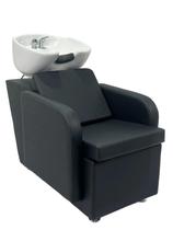 Lavatório Cuba Porcelana Para Salão Estofado Preto Acetinado