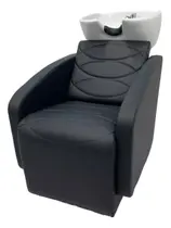 Lavatório Cuba Porcelana Salão De Beleza Estofado Preto Acetinado