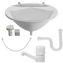 Lavatorio de Plastico Pia para banheiro lavabo pequeno Astra econômico kit completo Branco