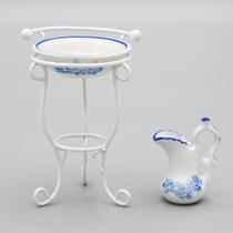 Lavatório em miniatura e jarro para decoração de casa de bonecas Odoria