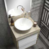 Lavatório em Porcelanato para Banheiro 50cm Top para Cuba de Apoio Blu