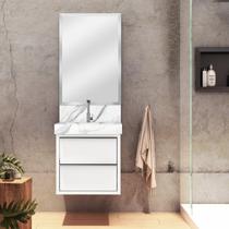 Lavatório em Porcelanato para Banheiro 50x22,2cm Top com Cuba Esculpida Branco/Calacata Lavatório em Porcelanato para Banheiro 50x22,2cm Top com Cuba Esculpida Branco/Calacata
