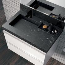 Lavatório em Porcelanato para Banheiro 80cm com Cuba Esculpida Preto/Black Lavatório em Porcelanato para Banheiro 80cm com Cuba Esculpida Preto/Black