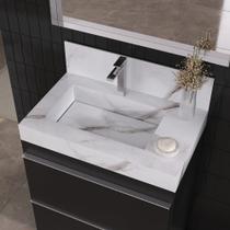 Lavatório em Porcelanato para Banheiro Slim 60cm com Cuba Esculpida