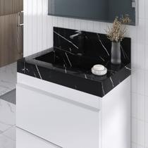 Lavatório em Porcelanato para Banheiro Slim 60cm com Cuba Esculpida Preto/Black