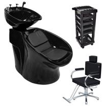 Lavatório Neon Shampoo + Cadeira Lotus Reclinável + Carrinho Auxiliar