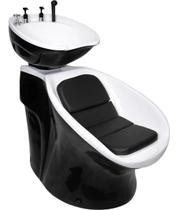 Lavatório para Salão Neon Cuba Móvel com porta Shampoo Branco com Preto Lavatório para Salão Neon Cuba Móvel com porta Shampoo Branco com Preto