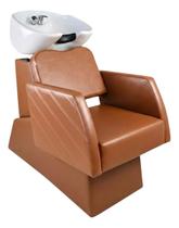 Lavatório Para Salão Nexus Cuba Porcelana Branca Estofado Caramelo