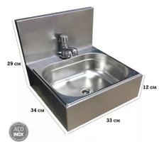 Lavatório Pia Cuba Aço Inox Completo Consultório/Banheiro