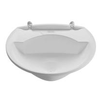 Lavatório Plástico Branco LV2 36x28cm - Resistente Químicos - Válvula 1" - 3,8L - Porta-Sabonete