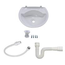 Lavatório Plástico Kit Instalação 4L + Sifão + Engate Branco