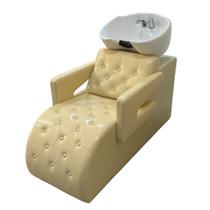 Lavatório Salão de Beleza Acolchoado Bulma com Cuba e Torneira Monocomando PU Bege G31 - Importway
