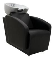 Lavatório Salão De Beleza Cuba Porcelana Estofado Preto Acetinado