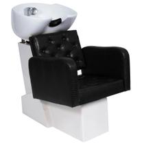 Lavatório Tokyo para Salão com Cuba de Porcelana Branca - Preto croco
