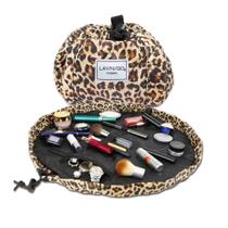 Lay-n-Go Cosmo Drawstring Makeup Organizer Cosmetic & Toiletry Bag for Travel, e Uso Diário com um Design Patenteado Durável, 20 polegadas, Leopardo