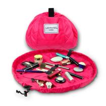 Lay-n-Go Cosmo Drawstring Makeup Organizer Cosmetic & Toiletry Bag for Travel, e Uso Diário com um Design Patenteado Durável, 20 polegadas, Rosa