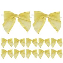Lazos de Regalo AIMUDI 4" de Organza Dorada Premontados con Alambres Torcidos, 12 piezas