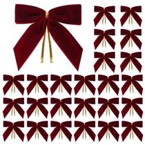 Lazos decorativos de terciopelo Utehilly color burdeos 2.5x2.5 cm, 24 unidades