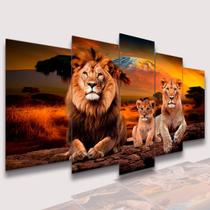 lConjunto Quadro Decorativo Mosaico Com Foto Personalizado Familia de Leões 1 Filhotes PVC Decoração para Sala de Jantar Quarto Casal