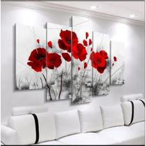 lConjunto Quadro Decorativo Mosaico Com Foto Personalizado Flores Vermelha PVC Decoração para Sala de Jantar Quarto Casal - Decorarte Designer