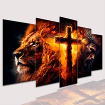lConjunto Quadro Decorativo Mosaico Com Foto Personalizado Jesus Cristo Leão de Juda PVC Decoração para Sala de Jantar Quarto Casal
