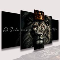 lConjunto Quadro Decorativo Mosaico Com Foto Personalizado Leão Cristo e Leão de juda PVC Decoração para Sala de Jantar Quarto Casal