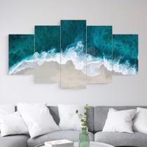 lConjunto Quadro Decorativo Mosaico Com Foto Personalizado Praia Deserta PVC Decoração para Sala de Jantar Quarto Casal