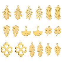 Leaf Charms KitBeads, aço inoxidável, 18 peças, 9 estilos de joias