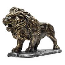 Leão Andando Em Pé Base Estátua Decorativa Escultura Animal