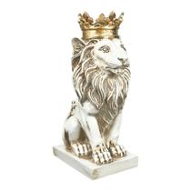 Leão com Coroa Decorativo em Resina Estátua Imponente Leão com Coroa Decorativo em Resina Estátua Imponente
