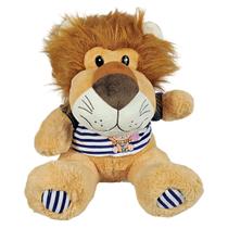 Leão De Pelúcia Safari Com Roupa 30cms - Listrado Azul