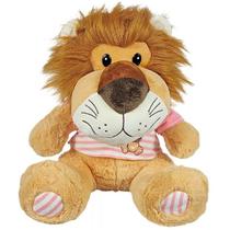 Leao de Pelucia Sentado com Camiseta Rosa 30CM 88-23069-32