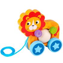 Leão Divertido de Puxar em Madeira - Multicolorido - TKE005 - Tooky Toy