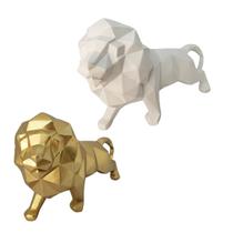 Leão Estatueta Decorativa Escultura Enfeite Mesa Estante Decoração Sala Quarto Escritório Resina