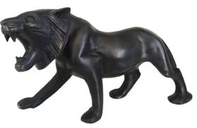 Leão Negro Em Bronze Oxidado Floresta Escultura Estatueta Leão Negro Em Bronze Oxidado Floresta Escultura Estatueta